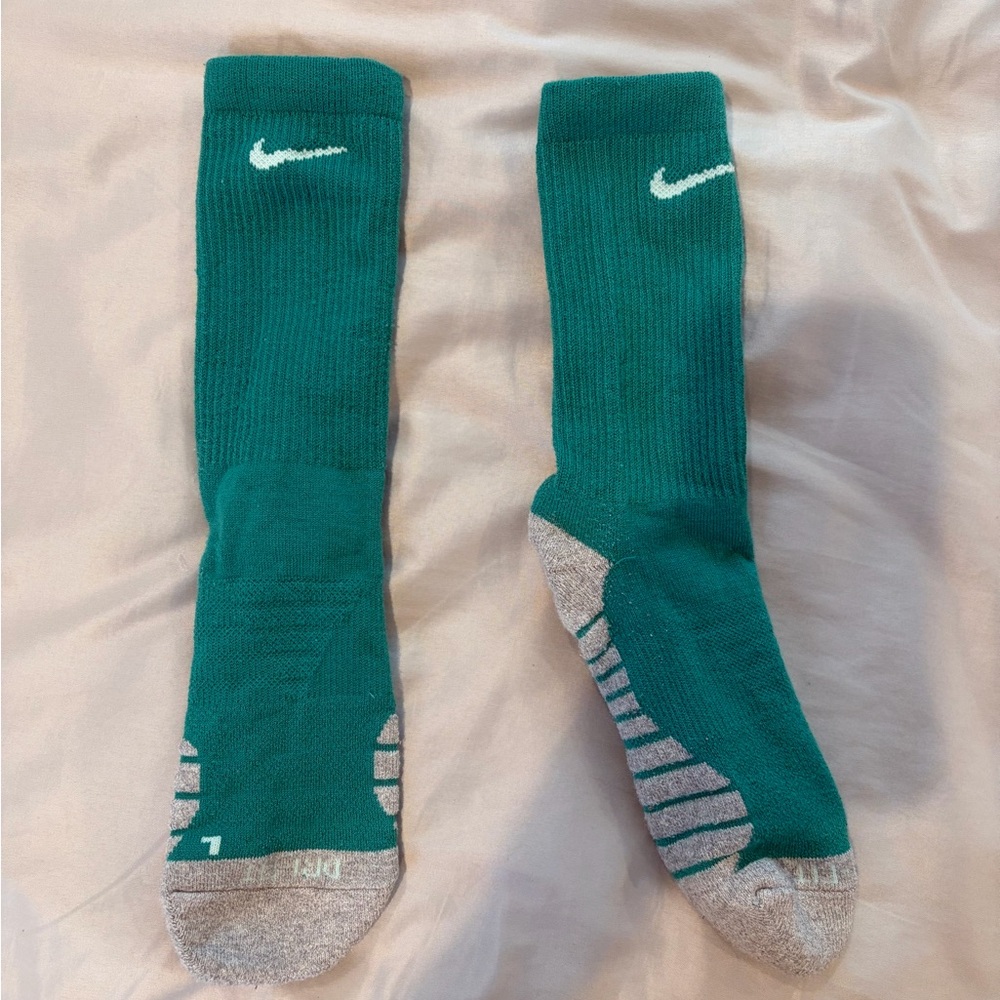 Nike Teal Crew Athletic Socks with White Swoosh
